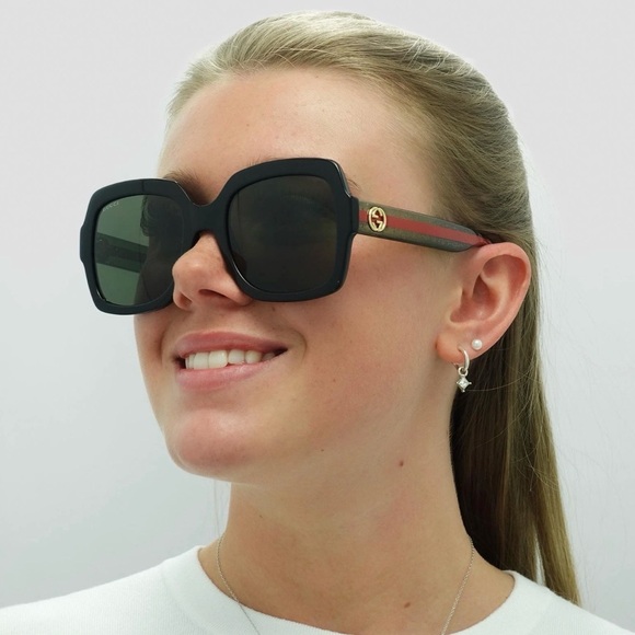 Gucci Sunglasses GG0036SN Brown Lenses Green Red Interlocking G’s Frames NWOT - Picture 4 of 12